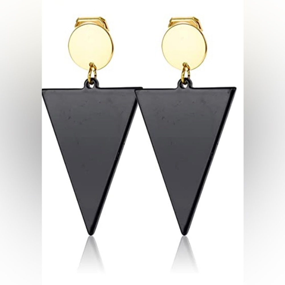 NWOT Retro Gold and Black Clip On Earrings